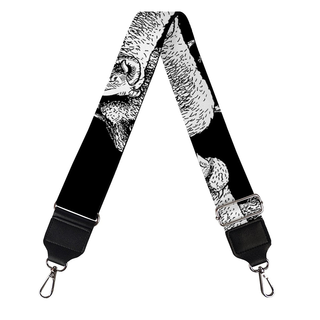 Black And White Sheep Pattern Print Bag Strap