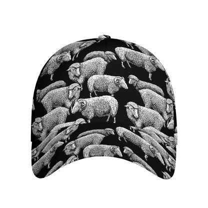 Black And White Sheep Pattern Print Baseball Cap