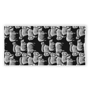 Black And White Sheep Pattern Print Beach Towel