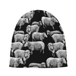 Black And White Sheep Pattern Print Beanie