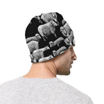 Black And White Sheep Pattern Print Beanie