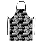 Black And White Sheep Pattern Print Bib Apron With Pocket
