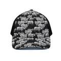 Black And White Sheep Pattern Print Black Mesh Trucker Hat