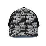 Black And White Sheep Pattern Print Black Mesh Trucker Cap