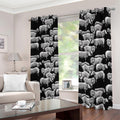 Black And White Sheep Pattern Print Dimout Grommet Curtains