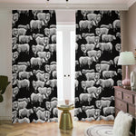 Black And White Sheep Pattern Print Blackout Pencil Pleat Curtains