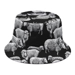 Black And White Sheep Pattern Print Bucket Hat