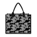 Black And White Sheep Pattern Print Canvas Tote Bag