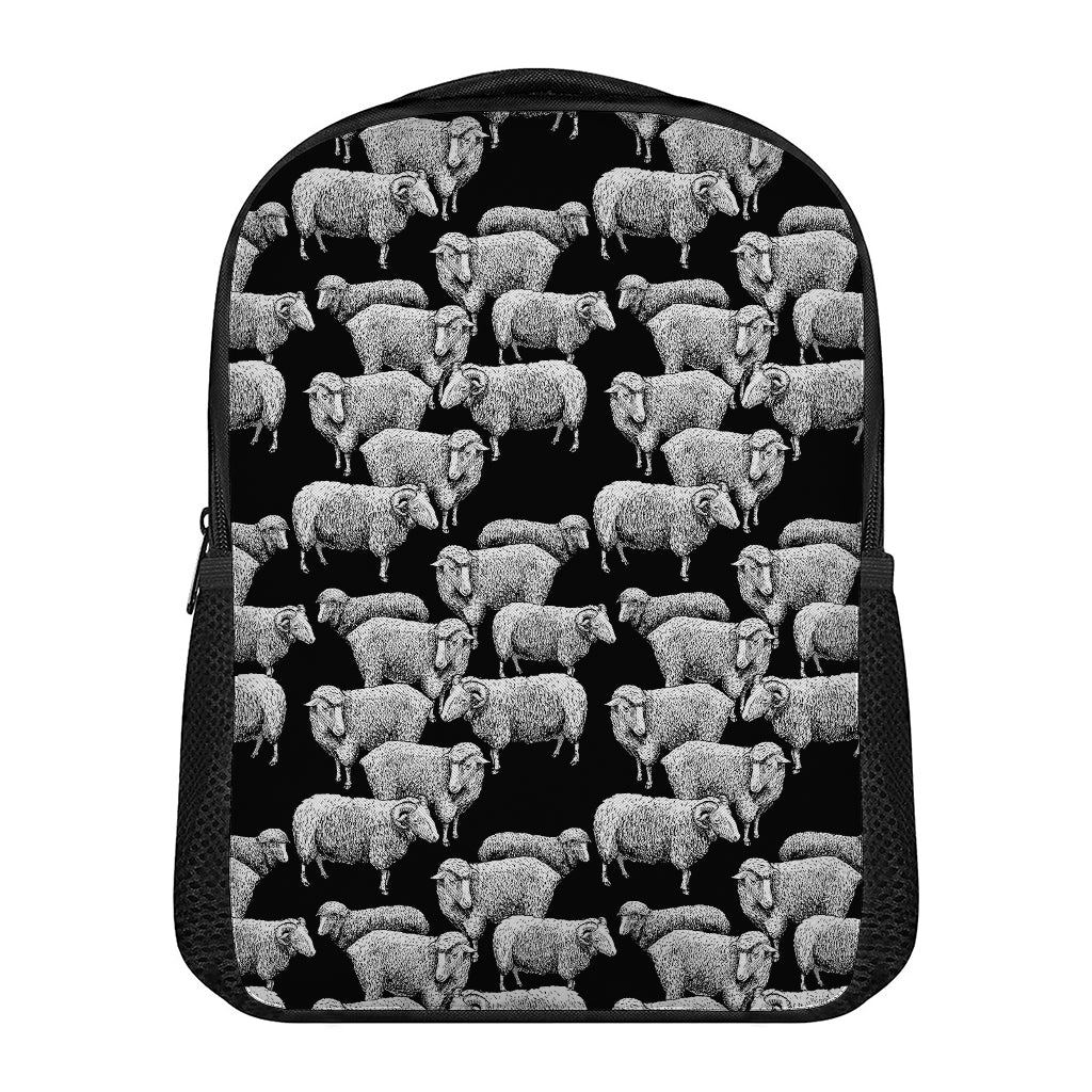 Black And White Sheep Pattern Print Casual Backpack