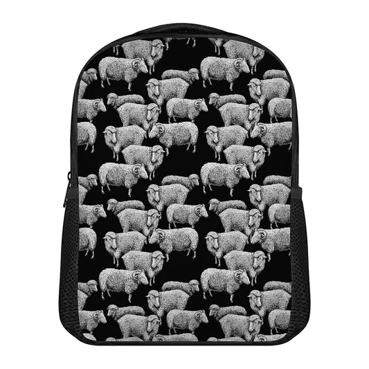 Black And White Sheep Pattern Print Casual Backpack
