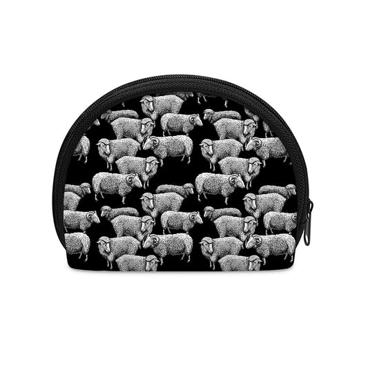 Black And White Sheep Pattern Print Coin Purse