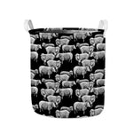Black And White Sheep Pattern Print Collapsible Laundry Basket