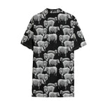 Black And White Sheep Pattern Print Cotton Hawaiian Shirt