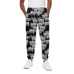 Black And White Sheep Pattern Print Cotton Pants