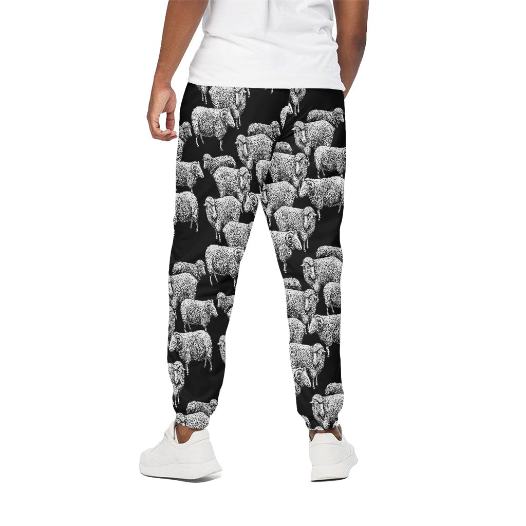 Black And White Sheep Pattern Print Cotton Pants