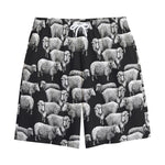 Black And White Sheep Pattern Print Cotton Shorts