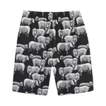 Black And White Sheep Pattern Print Cotton Shorts