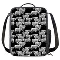 Black And White Sheep Pattern Print Crossbody Lunch Bag