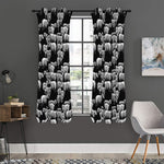 Black And White Sheep Pattern Print Curtain