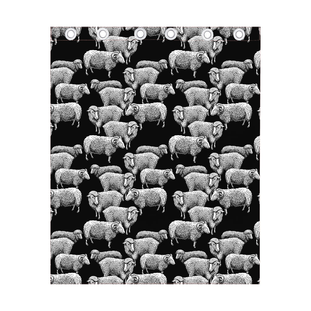 Black And White Sheep Pattern Print Curtain