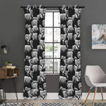 Black And White Sheep Pattern Print Curtain