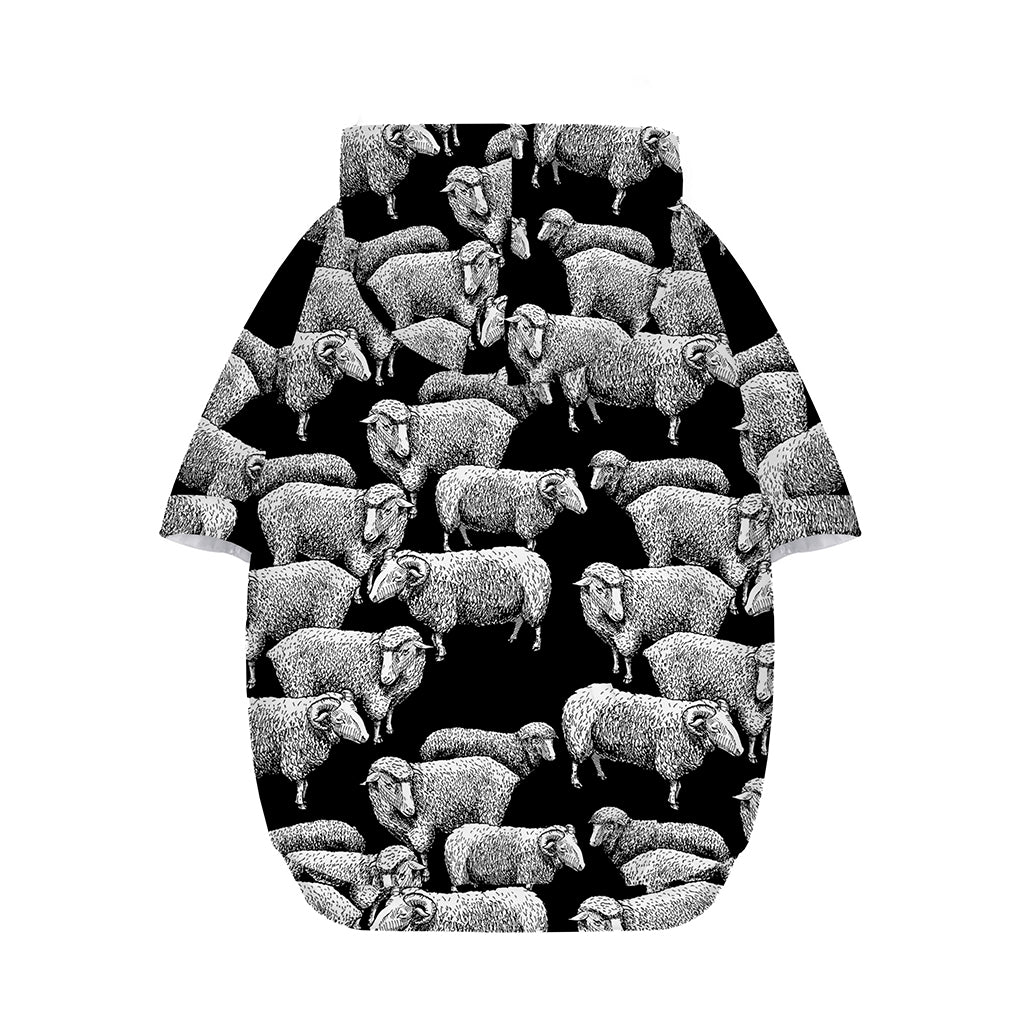 Black And White Sheep Pattern Print Dog Zip Up Hoodie