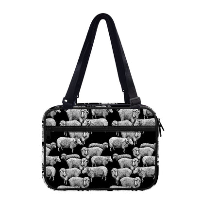 Black And White Sheep Pattern Print Double Strap Bible Bag