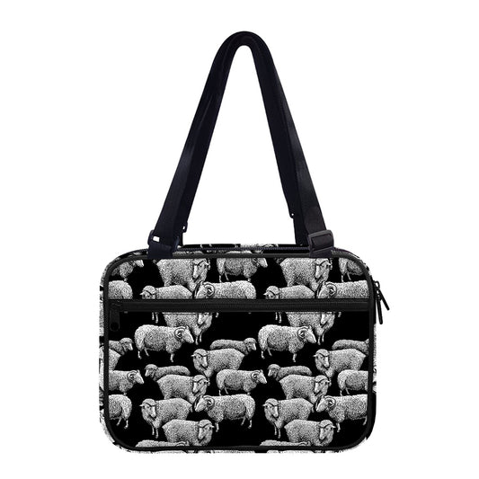Black And White Sheep Pattern Print Double Strap Bible Bag