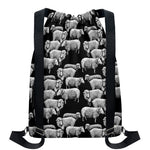 Black And White Sheep Pattern Print Drawstring Backpack