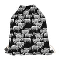 Black And White Sheep Pattern Print Drawstring Bag