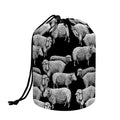 Black And White Sheep Pattern Print Drawstring Makeup Bag