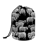 Black And White Sheep Pattern Print Drawstring Makeup Bag
