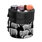 Black And White Sheep Pattern Print Drawstring Makeup Bag