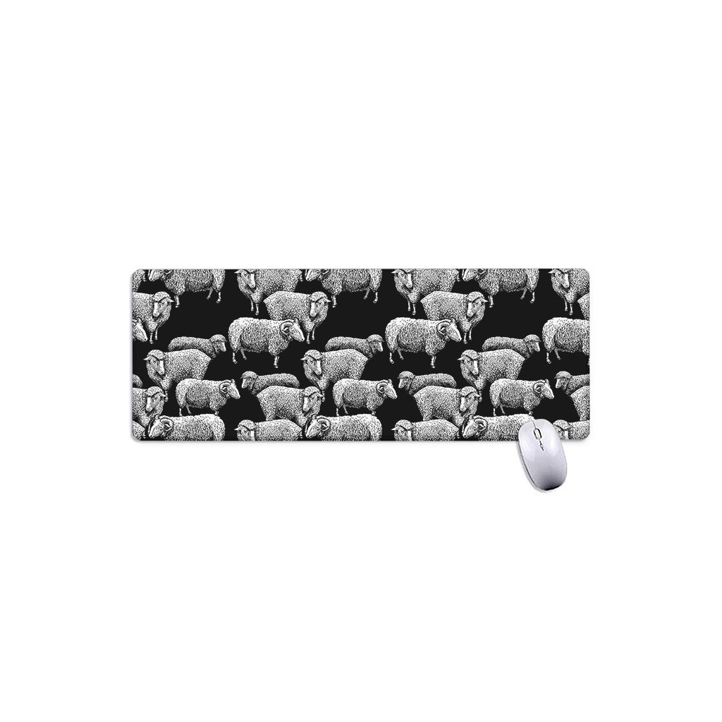 Black And White Sheep Pattern Print Extended Mouse Pad