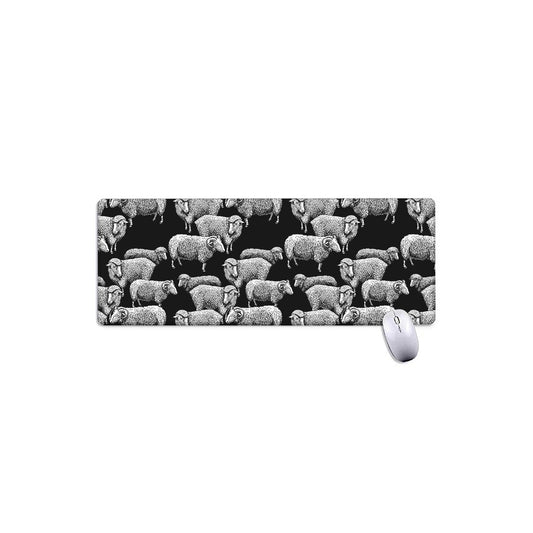 Black And White Sheep Pattern Print Extended Mouse Pad