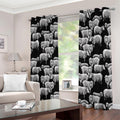 Black And White Sheep Pattern Print Extra Wide Grommet Curtains