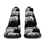 Black And White Sheep Pattern Print Flat Ankle Boots