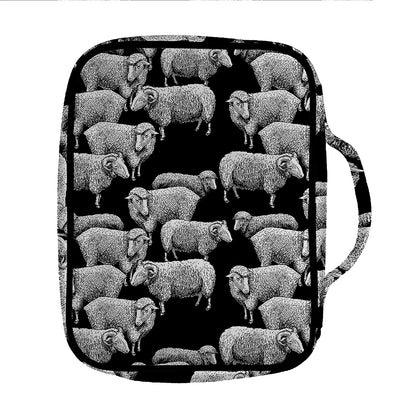 Black And White Sheep Pattern Print Front Pocket Bible Bag