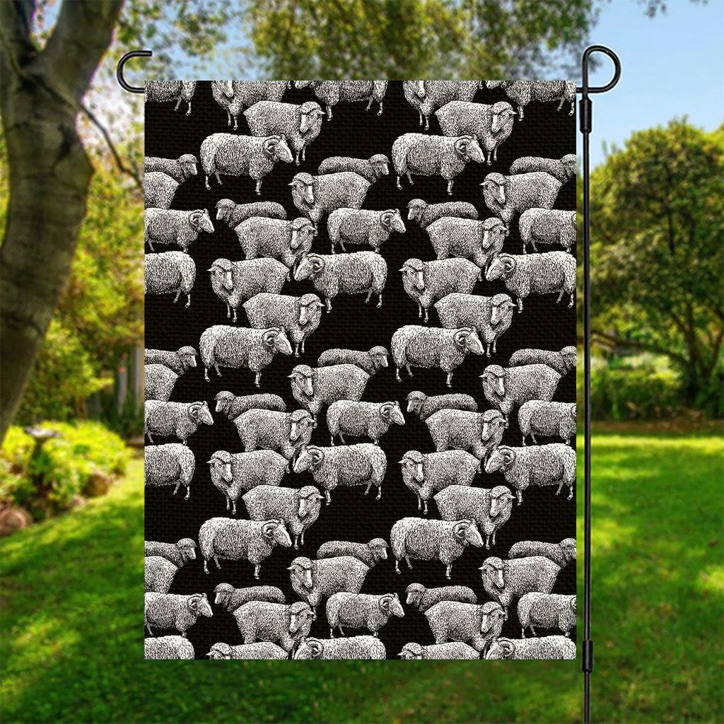 Black And White Sheep Pattern Print Garden Flag