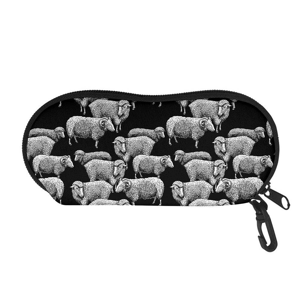 Black And White Sheep Pattern Print Glasses Case