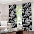 Black And White Sheep Pattern Print Grommet Curtains