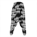 Black And White Sheep Pattern Print Hammer Pants