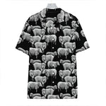 Black And White Sheep Pattern Print Hawaiian Shirt