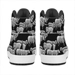 Black And White Sheep Pattern Print High Top Leather Sneakers