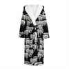 Black And White Sheep Pattern Print Hooded Bathrobe