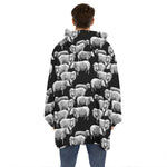 Black And White Sheep Pattern Print Hoodie Blanket