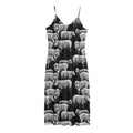 Black And White Sheep Pattern Print Jersey Midi Cami Dress