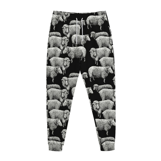 Black And White Sheep Pattern Print Jogger Pants