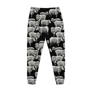 Black And White Sheep Pattern Print Jogger Pants