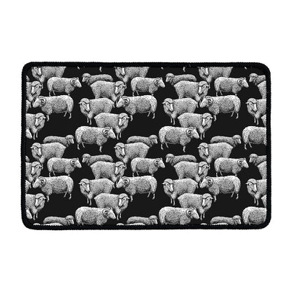 Black And White Sheep Pattern Print Kitchen Mat